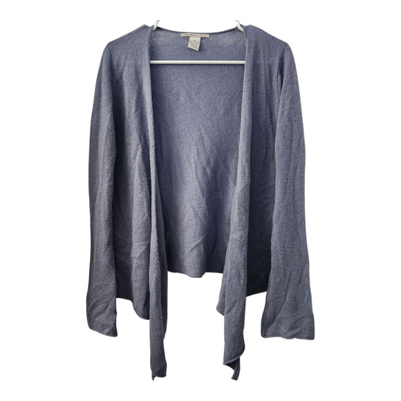 Evelyn Grace Cashmere Open Front Cardigan M Blue Cozycore Fall Office Knit - Picture 1 of 6